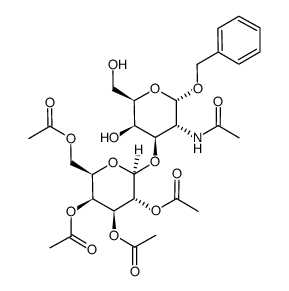 苄基2-乙酰氨基-2-脱氧-3-O-(2',3',4',6'-四-O-乙酰基-β-D-吡喃半乳糖基)-α-D-吡喃半乳糖苷结构式