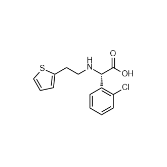 (S)-2-(2-Chlorophenyl)-2-((2-(thiophen-2-yl)ethyl)amino)aceticacid(ClopidogrelImpurity) Structure