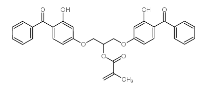 1,3-双(4-苯甲酰基-3-羟基苯氧基)-2-甲基丙烯酸丙酯结构式