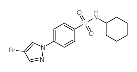 N-环己基-4-(4-溴吡唑-1-基)苯磺酰胺结构式