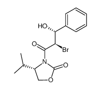 anti-(4S,2'R,3'R)-3-(3'-Hydroxy-3'-phenyl-2'-bromo-1'-oxopropyl)-4-(1-methylethyl)-2-oxazolidinone结构式