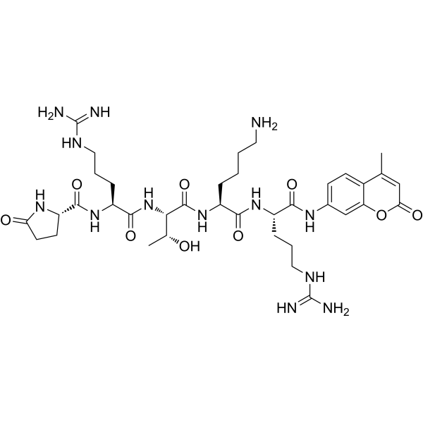 Pyr-Arg-Thr-Lys-Arg-AMC trifluoroacetate salt结构式