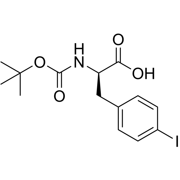 N-叔丁氧羰基-D-4-碘苯丙氨酸结构式