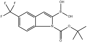 (1-(叔丁氧羰基)-5-(三氟甲基)-1H-吲哚-2-基)硼酸结构式