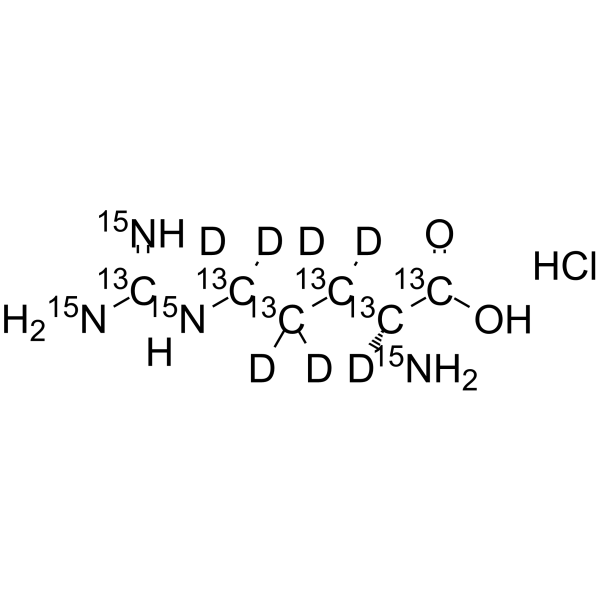 L-精氨酸盐酸盐 13C6,15N4,d7 (盐酸盐)结构式