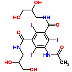 5-乙酰氨基-N,N'-双(2,3-二羟基丙基)-2,4,6-三碘间苯二甲酰胺结构式