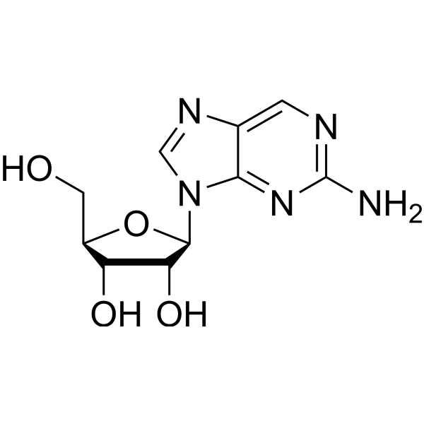 2-amino-9-(β-D-ribofuranosyl)purine structure