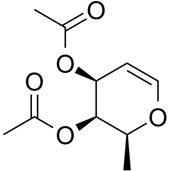 2,6-脱水-1,5-二脱氧-L-阿拉伯-己-5-烯糖二乙酸酯结构式