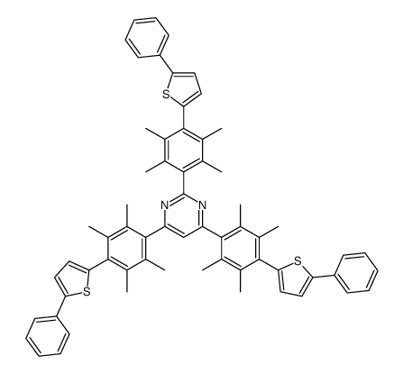 2,4,6-tris[2,3,5,6-tetramethyl-4-(5-phenylthiophen-2-yl)phenyl]pyrimidine结构式