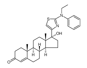 Androst-4-en-3-one, 17Β-[2-(N-ethylanilino)-4-thiazolyl]-17-hydroxy结构式