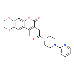 6,7-dimethoxy-4-methyl-3-{2-oxo-2-[4-(pyridin-2-yl)piperazin-1-yl]ethyl}-2H-chromen-2-one结构式