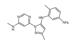 6-甲基-N1-(3-甲基-1-(6-(甲基氨基)嘧啶-4-基)-1H-吡唑-5-基)苯-1,3-二胺结构式