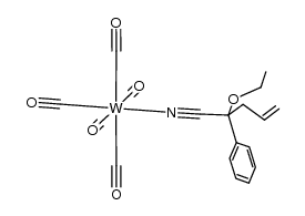 pentacarbonyl(2-ethoxy-2-phenyl-4-pentenenitrile-N)tungsten(0) Structure