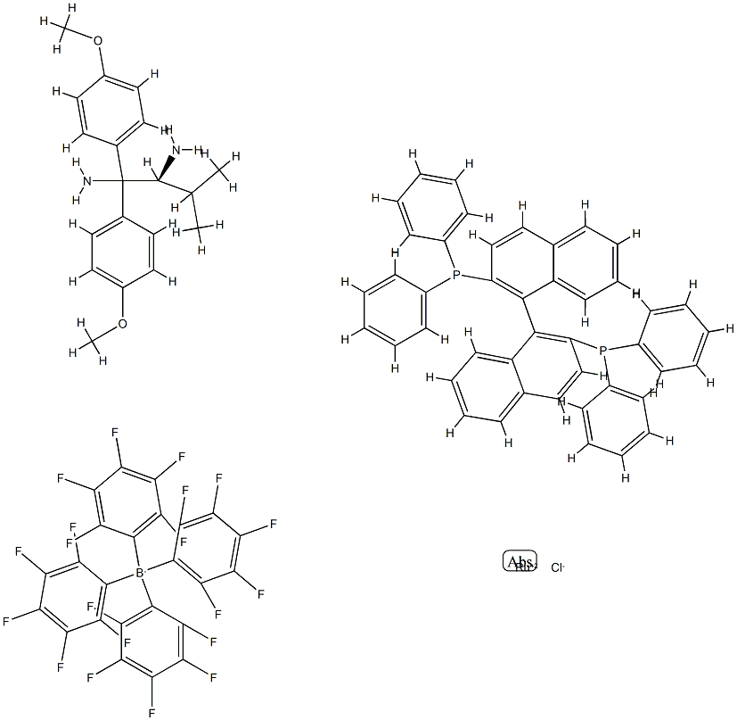 氯[(S)-(-)-2,2'-双[二苯基膦基]-1,1'-联萘][(S)-1,1-双(4-甲氧基苯基)-3-甲基丁烷-1,2-二胺]钌(II)四(五氟苯基)硼酸盐结构式