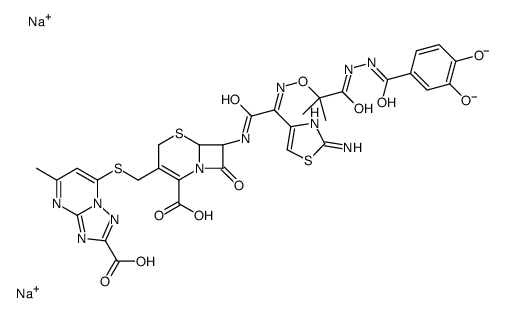 disodium,(6R,7R)-7-[[(2E)-2-(2-amino-1,3-thiazol-4-yl)-2-[1-[2-(3,4-dihydroxybenzoyl)hydrazinyl]-2-methyl-1-oxopropan-2-yl]oxyiminoacetyl]amino]-3-[(2-carboxylato-5-methyl-[1,2,4]triazolo[1,5-a]pyrimidin-7-yl)sulfanylmethyl]-8-oxo-5-thia-1-azabicyclo[4.2. Structure