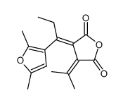 (E)-2-<1-(2,5-dimethyl-3-furyl)propylidene>-3-isopropylidenesuccinic anhydride Structure