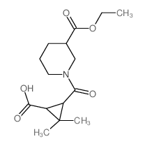 3-{[3-(乙氧羰基)哌啶-1-基]羰基}-2,2-二甲基环丙烷甲酸结构式