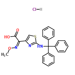 4-Thiazoleacetic acid, a-(methoxyimino)-2-[(triphenylmethyl)amino]-,hydrochloride (1:1) Structure