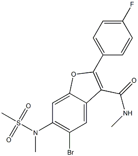 5-bromo-2-(4-fluorophenyl)-N-methyl-6-(N-methylmethylsulfonamido)benzofuran-3-carboxamide结构式