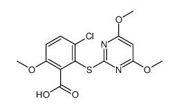 3-chloro-2-(4,6-dimethoxypyrimidin-2-yl)sulfanyl-6-methoxybenzoic acid Structure