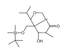 (3R,4S,5S,6S)-1-Aza-5-(t-butyldimethylsilyloxymethyl)-4-hydroxy-6-isopropyl-3-methyl-7-oxabicyclo[3.3.0]-octan-2-one Structure