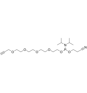Propargyl-PEG5-1-o-(b-cyanoethyl-n,n-diisopropyl)phosphoramidite结构式