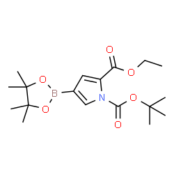 1-叔丁基2-乙基4-(4,4,5,5-四甲基-1,3,2-二氧杂硼杂环戊烷-2-基)-1H-吡咯-1,2-二羧酸酯结构式