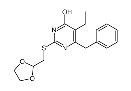 6-benzyl-2-(1,3-dioxolan-2-ylmethylsulfanyl)-5-ethyl-1H-pyrimidin-4-one结构式