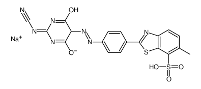 sodium 2-[4-[[2-(cyanoimino)hexahydro-4,6-dioxopyrimidin-5-yl]azo]phenyl]-6-methylbenzothiazole-7-sulphonate结构式