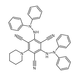 2,4-bis(2,2-diphenylhydrazinyl)-6-(piperidin-1-yl)benzene-1,3,5-tricarbonitrile结构式