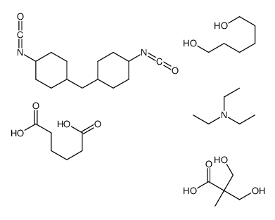 己二酸与1,6-己二醇、3-羟基-2-(羟甲基)-2-甲基丙酸和1,1’-亚甲基双[4-异氰酸基-环己烷]与N,N-二乙基乙胺的化合物的聚合物结构式