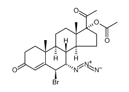 Pregn-4-ene-3,20-dione, 17-(acetyloxy)-7-azido-6-bromo-, (6β,7α) Structure
