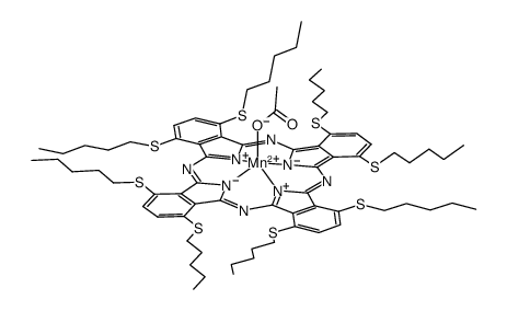 1,4,8,11,15,18,25-octapentylthiophthalocyaninato manganese(II) acetate(1-) Structure