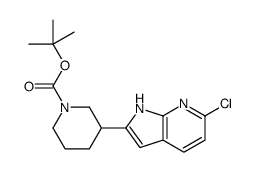 3-(6-氯-1H-吡咯并[2,3-B]吡啶-2-基)-1-哌啶羧酸-1,1-二甲基乙酯结构式