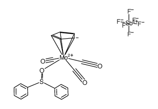 tricarbonyl(cyclopentadienyl)(diphenyl sulfoxide)molybdenum hexafluorostibate结构式