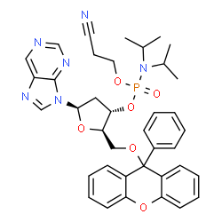 3'-O-((N,N-diisopropylamino)(2-cyanoethoxy)phosphinyl)-5'-O-(9-phenylxanthen-9-yl)-2'-deoxynebularine结构式