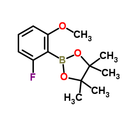 2-(2-氟-6-甲氧基苯基)-4,4,5,5-四甲基-1,3,2-二氧硼杂环戊烷结构式