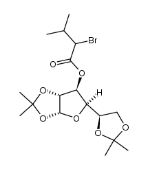 1,2,5,6-di-O-(1-methylethylidene)-α-D-glucofuranosyl-2-bromo-3-methyl butanoate结构式