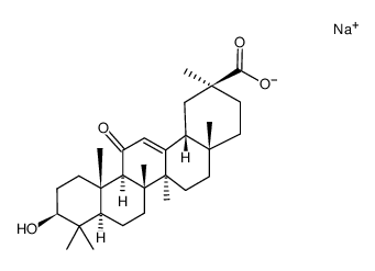 20β-Carboxy-11-oxo-30-norolean-12-en-3β-yl 2-O-β-D-glucopyranuronosyl-β-D-glucopyranosiduronic acid trisodium salt structure