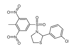 (9CI)-2-(3-氯苯基)-3-[(4-甲基-3,5-二硝基苯基)磺酰基]-噻唑烷结构式