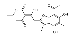 4-(7-Acetyl-4,6-dihydroxy-3,5-dimethylbenzofuran-2-yl)-2-(1-hydroxyethylidene)-3-oxobutyric acid ethyl ester Structure