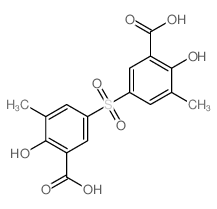 5-(3-carboxy-4-hydroxy-5-methyl-phenyl)sulfonyl-2-hydroxy-3-methyl-benzoic acid structure