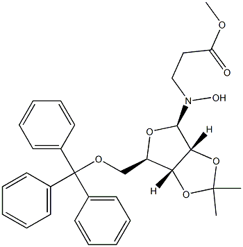 N-Hydroxy-N-[2-O,3-O-isopropylidene-5-O-(triphenylmethyl)-β-D-ribofuranosyl]-β-alanine methyl ester结构式