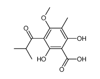 2,6-Dihydroxy-3-isobutyryl-4-methoxy-5-methyl-benzoesaeure Structure