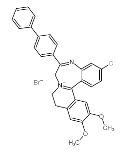 7H-ISOQUINO(2,1-d)(1,4)BENZODIAZEPIN-8-IUM, 9,10-DIHYDRO-6-(4-BIPHENYL YL)-3-CHLO结构式