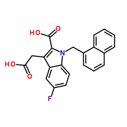 2-Carboxy-5-fluoro-1-[(1-naphthalenyl)methyl]-1H-indole-3-acetic acid Structure