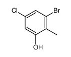 3-Bromo-5-chloro-2-methylphenol结构式