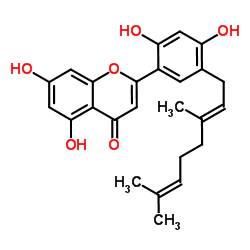5'-香叶基-5,7,2',4'-四羟基黄酮结构式