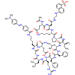 Ac-Glu-Asp(EDANS)-Lys-Pro-Ile-Leu-Phe-Phe-Arg-Leu-Gly-Lys(DABCYL)-Glu-NH2 trifluoroacetate salt结构式