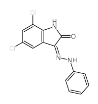 1H-Indole-2,3-dione,5,7-dichloro-, 3-(2-phenylhydrazone) structure